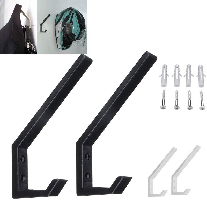 Fonture 6PCS Helmet Holders Plastic Hanging Hooks Wall Mounted Hangers Hat Glove Bag Shoe Clothes Rack (Black-6PC) - Image 4